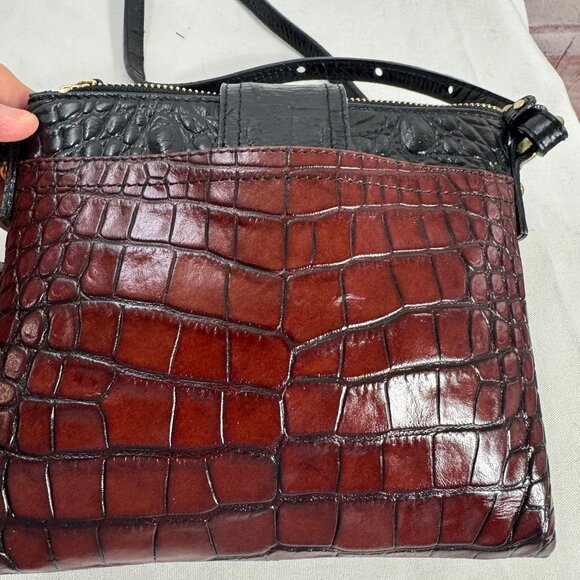 Brahmin Mojito Bag, redish brown and black croc gator embossed. - Picture 2 of 11